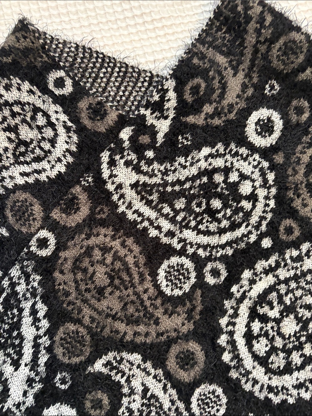 Paisley Knit Poncho Shrug - Black & Gray